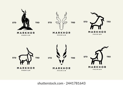 Markhor head animal logo design inspiration template