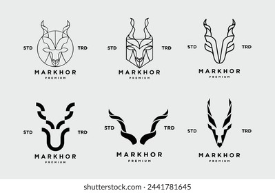 Markhor head animal logo design inspiration template