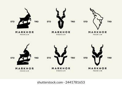 Markhor head animal logo design inspiration template