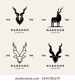 Markhor head animal logo design inspiration template