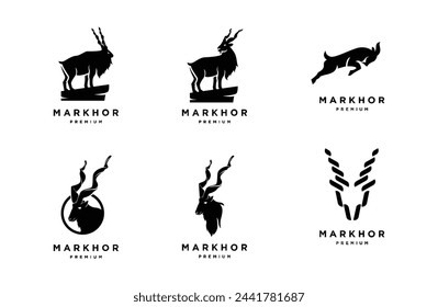 Markhor head animal logo design inspiration template