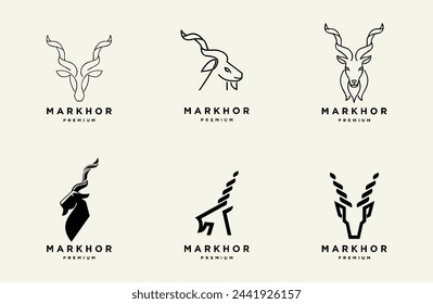 Markhor head animal logo design inspiration template