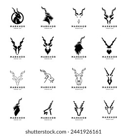 Markhor head animal logo design inspiration template