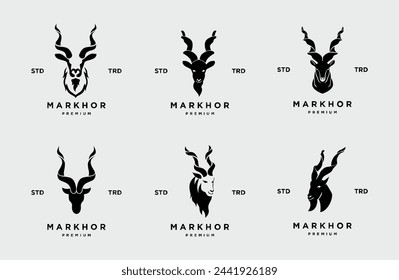 Markhor head animal logo design inspiration template