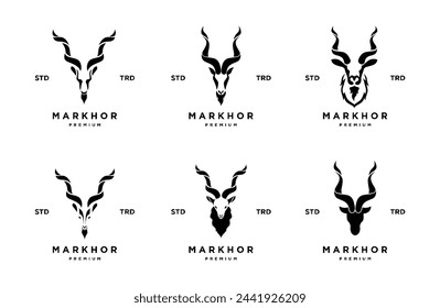 Markhor head animal logo design inspiration template