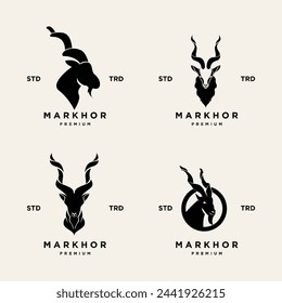 Markhor head animal logo design inspiration template