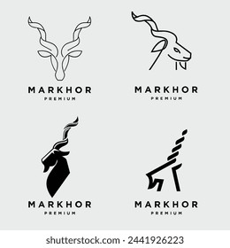 Markhor head animal logo design inspiration template