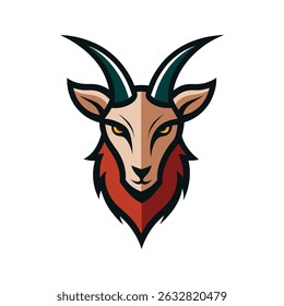 Markhor head mascot logo vector art illustration