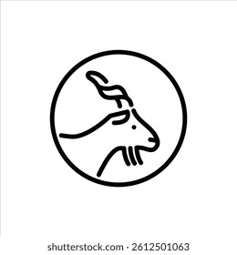 markhor head outline icon. goat side view black line illustration.