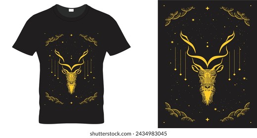 Markhor Logo T-Shirt Grafik Design Vektor-Illustration Stilvolles T-Shirt und Bekleidung Trenddesign, Bergziege Markhor Tier Typografie, Druck, Vektor-Illustration, Jersy