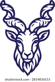 Markhor Outline Vector Icon – Pakistan National Animal Minimal Line Art Illustration