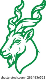 Markhor Outline Vector Icon – Pakistan National Animal Minimal Line Art Illustration
