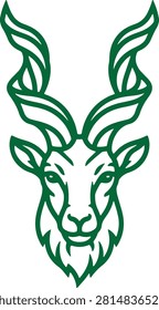 Markhor Outline Vector Icon – Pakistan National Animal Minimal Line Art Illustration