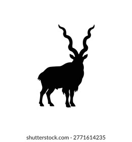 Markhor, silhouette icon vector flat design.