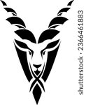 Markhor tattoo, tattoo illustration, vector on a white background.