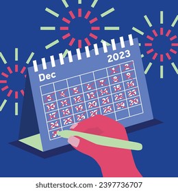 Marking Calendar New Year Eve Illustration