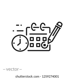 Marking Day Icon, Calendar Reservation Linear Sign Isolated On White Background - Editable Stroke Vector Illustration Eps10