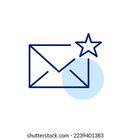 Marking e-mail with a star as favorite. Pixel perfect, editable stroke icon