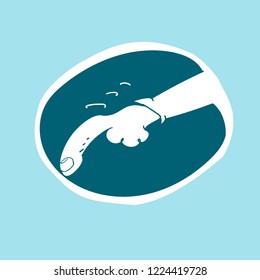 marking with index finger, cartoon style vector illustration. background color is in separete layer for easy edit.