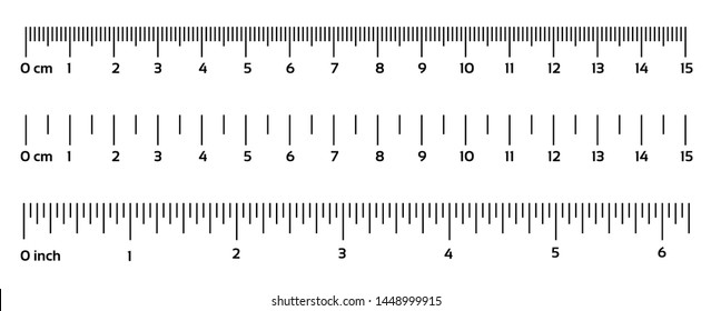 Marking rulers on a white background centimeters and inches