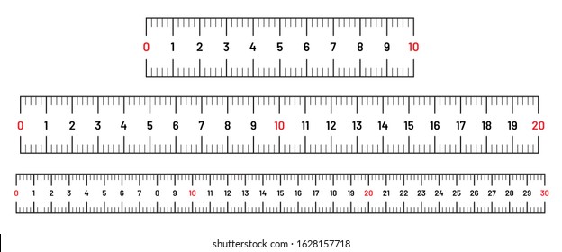 Marking rulers template: 10, 20 and 30 centimeters. Measure scale