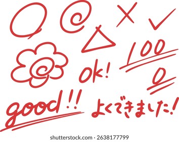 Marking set with red pen