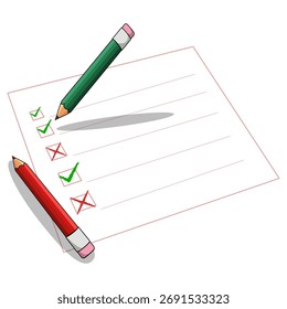 Tareas de marcado con lápices Lista de comprobación e ilustración de finalización