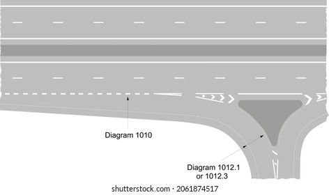 Markings for acceleration lane on high speed dual carriageway, road signs in the United Kingdom