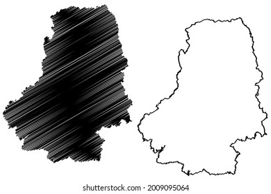 Distrito de Markischer (República Federal de Alemania, Estado de Renania del Norte-Westfalia, NRW, región de Arnsberg) mapa de ilustración vectorial, dibujo garabato Markischer Kreis mapa