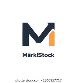 MarkitStock - Verwendet den Buchstaben M mit einem Pfeil-Logo-Vorlage Vektorsymbol-Element, geeignet für Unternehmenskonzepte und Finanzdesignkonzepte.