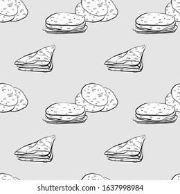 Markook seamless pattern greyscale drawing. Useable for wallpaper or any sized decoration. Handdrawn Vector Illustration svg