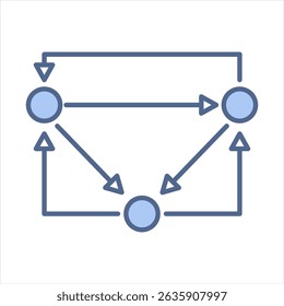 Ilustração de vetor de ícone azul de cadeia de Markov