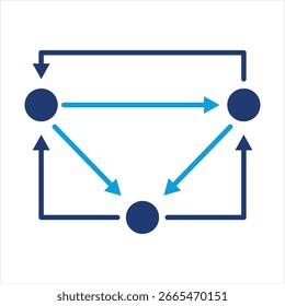 Markov Chain Flat Blue Icon Vector Illustration