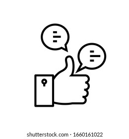 Marcas y comentarios icono de línea, signo de concepto, ilustración de vector de esquema, símbolo lineal.