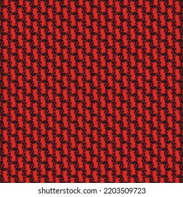 Markierungen und Flecken in Rot auf schwarzem Hintergrund. Textil-Material mit einem Retro-Muster. Bekleidung. Abstrakte Vektorgrafik.