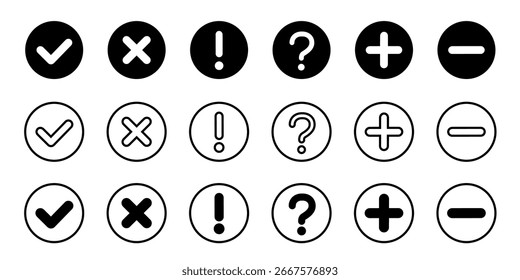 Icono de marcas. Icono de marca de verificación.