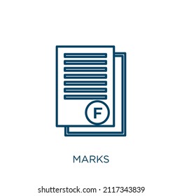 marks icon. Thin linear marks outline icon isolated on white background. Line vector marks sign, symbol for web and mobile