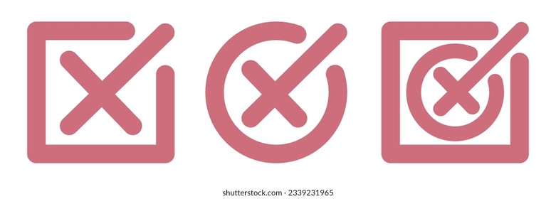 The marks are red in squares and circles. No, vote against. Vector illustration isolated on white background. EPS 10.