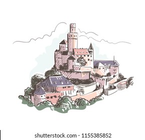 Marksburg Castle Vector Sketch