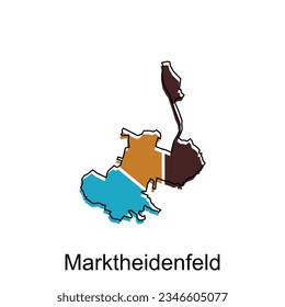 Marktheidenfeld Ciudad de Alemania cartografía ilustración vectorial, plantilla vectorial con un esquema de dibujo gráfico estilo de fondo blanco