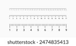 Markup for rulers in different scales isolated on white background. Measuring scale set. Ruler for comparing sizes of objects.