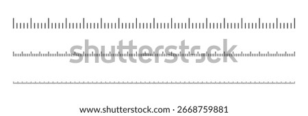 Markup for rulers in different scales isolated on white background. Measuring scale set. Ruler for comparing sizes of objects.