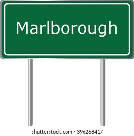 Marlborough , Connecticut , road sign green vector illustration, road table, USA city