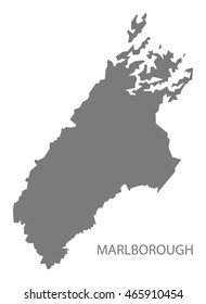 Marlborough New Zealand Map Grey