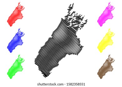 Marlborough Region (Regions of New Zealand, South Island) map vector illustration, scribble sketch Marlborough map