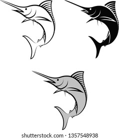 marlin - clip art illustration and line art
