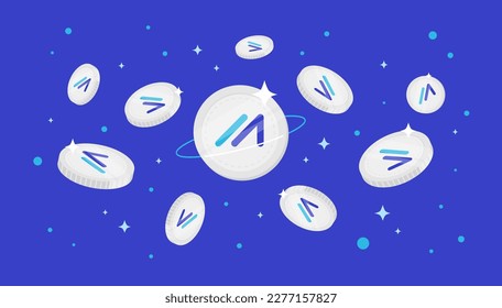 Marlin coins falling from the sky. POND cryptocurrency concept banner background.