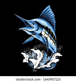 Marlin fish art vector illustration