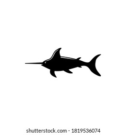 Marlin Fish, Atlantic Swordfish, Wildlife. Flat Vector Icon illustration. Simple black symbol on white background. Marlin Fish, Swordfish, Wildlife sign design template for web and mobile UI element