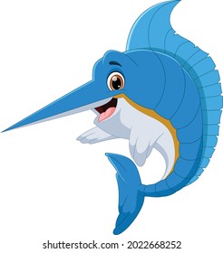 marlin fish cartoon on white background